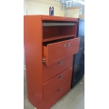 Orange Locking Lateral Filing Cabinet 5-Drawer Flip Front