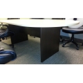 Global Oval Dark Brown w Blonde Top 7' Boardroom Meeting Table