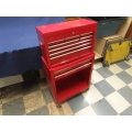 Red Tool Cabinet On Wheels And A 9 Drawer Tool Cabinet +Contents