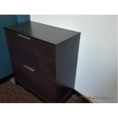 Ikea Effektiv Espresso 2 Drawer Lateral File Cabinet Locking