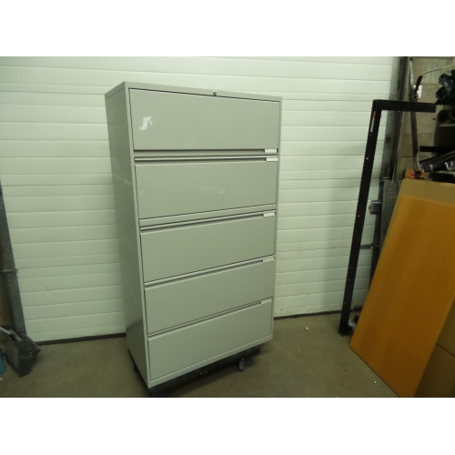 Office Specialty Grey 5 Drawer Lateral File Cabinet Locking Allsold Ca Buy Sell Used Office Furniture Calgary