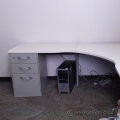 Steelcase Secant Grey & White L Suite Desk, 2/3 Drawer Peds