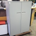 Grey 2 Door Metal Haworth Storage Cabinet Locking 51"