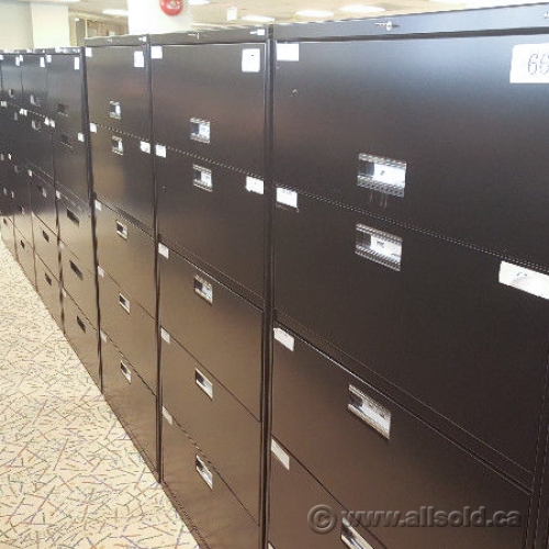 Black Hon 5 Drawer Lateral File Cabinet W Work Shelf Allsold Ca