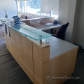 Blonde L-Suite Reception Desk w/ Transaction Counter & Storage