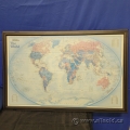 Framed World Map under Glass