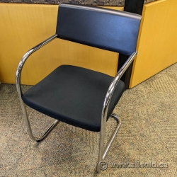 Knoll Moment Black Guest Chair w/ Chrome Frame