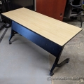 60" x 24" Blonde Rolling Nesting Table with Black Base