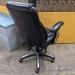 Black Leather Office Task Meeting Chair w/ White Threading