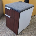White & Mahogany 2 Drawer Pedestal File Cabinet with Cushion Top