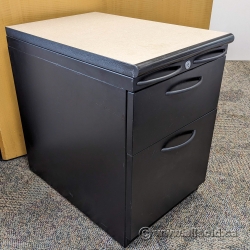 Teknion Black and Grey 2 Drawer Under Desk Pedestal File Cabinet