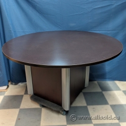 Espresso 54" RTound Boardroom Meeting Table w/ Square Base