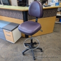 Purple and Black Rolling Drafting Stool w/o Arms