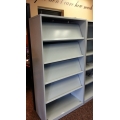 Grey Brochure, Pamphlet Display with Hidden Storage Book shelf