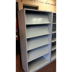 Grey Brochure, Pamphlet Display with Hidden Storage Book shelf