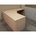 Blonde 65 x 65 Single Pedestal L Suite Desk