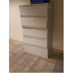 Grey 36" 5 Drawer Lateral Flip Front File Cabinet, Locking