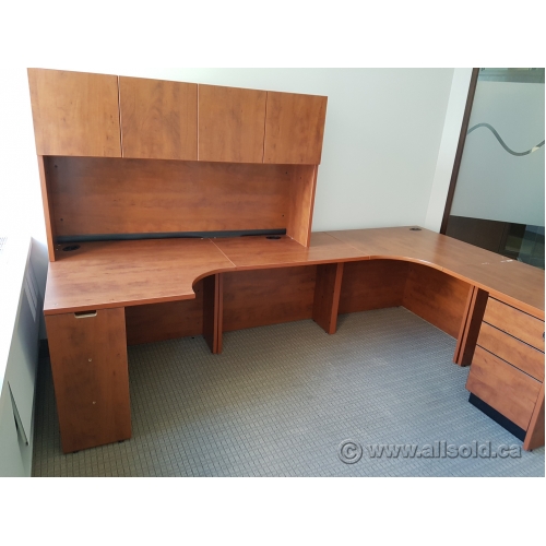 Autumn Maple L Shaped Desk With Storage Hutch Allsold Ca Buy