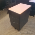 Wooden Rolling 3 Drawer Under Desk File Pedestal