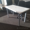 Ikea White Table 48" x 24" w/ Fixed Metal Tube Legs