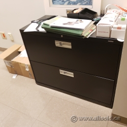 Hon 2 Drawer Black Lateral File Cabinet, Locking