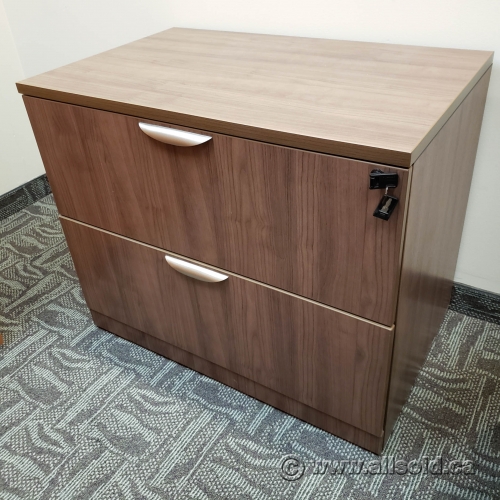 Walnut 2 Drawer Lateral File Cabinet, Locking - Allsold.ca - Buy & Sell 