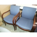 Blue Pattern Tone Cloth Guest Reception Chair w Cherry Frame