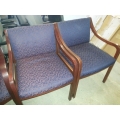 Blue Tone Cloth Guest Reception Chair w Cherry Frame