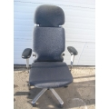 Blue High Back Neck Support Rolling Office Chair w Arms