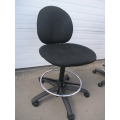 Black Pattern Fabric Rolling Drafting Stool w/o Armrest