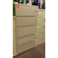 5 Drawer Taupe Flip Lateral File Cabinet 30x18x64.5 Keys