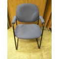 Blue Side Guest Chair Black Legs Padded Arms