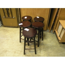  Lot of 5 Counter Height Bar Stools Wood Dark Cherry