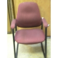 Burgundy Side chair Black Sleigh Legs Padded Arm