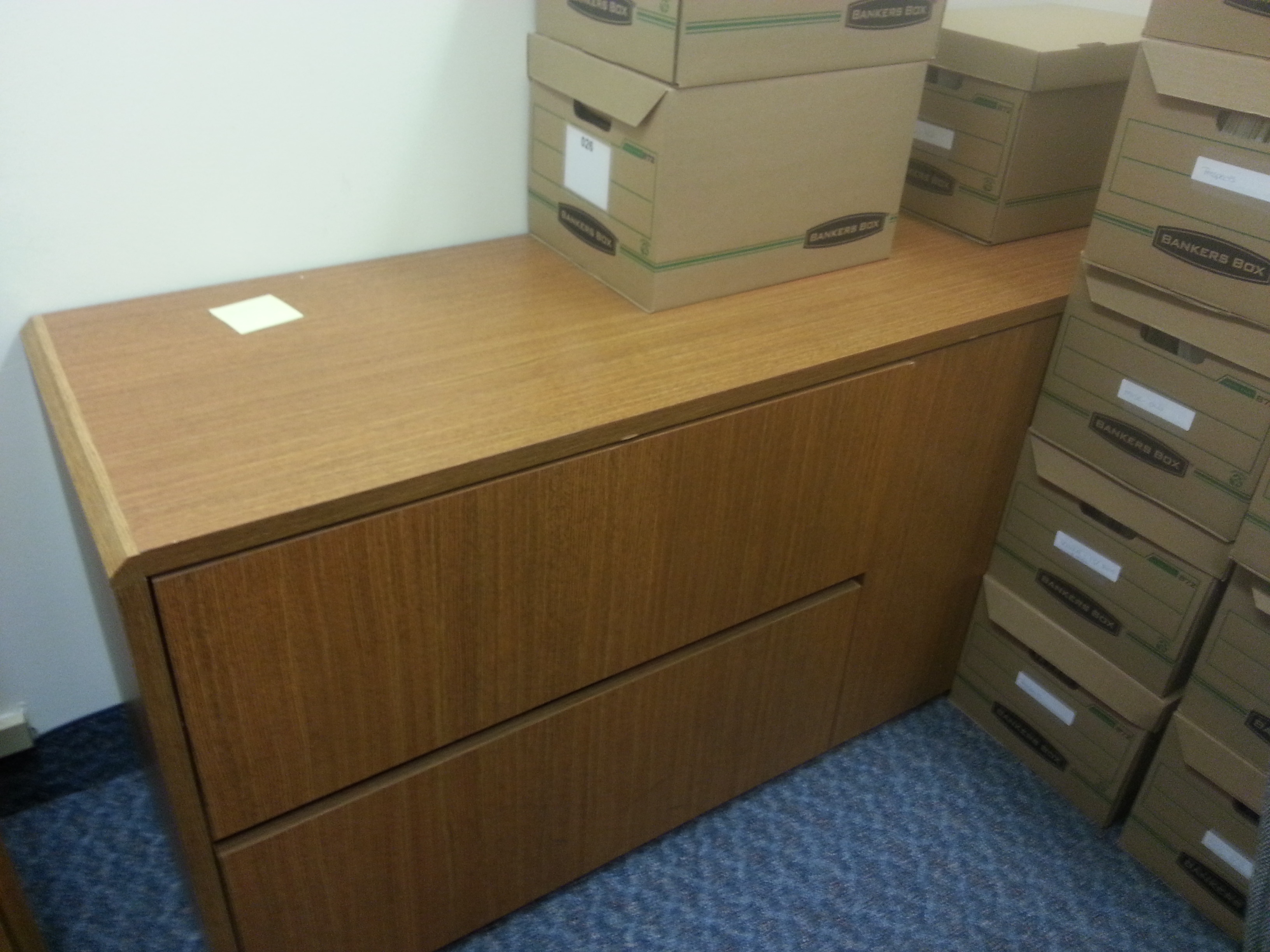 72 In Med Oak Credenza W 2 Drawer Lateral And 2 Door Storage