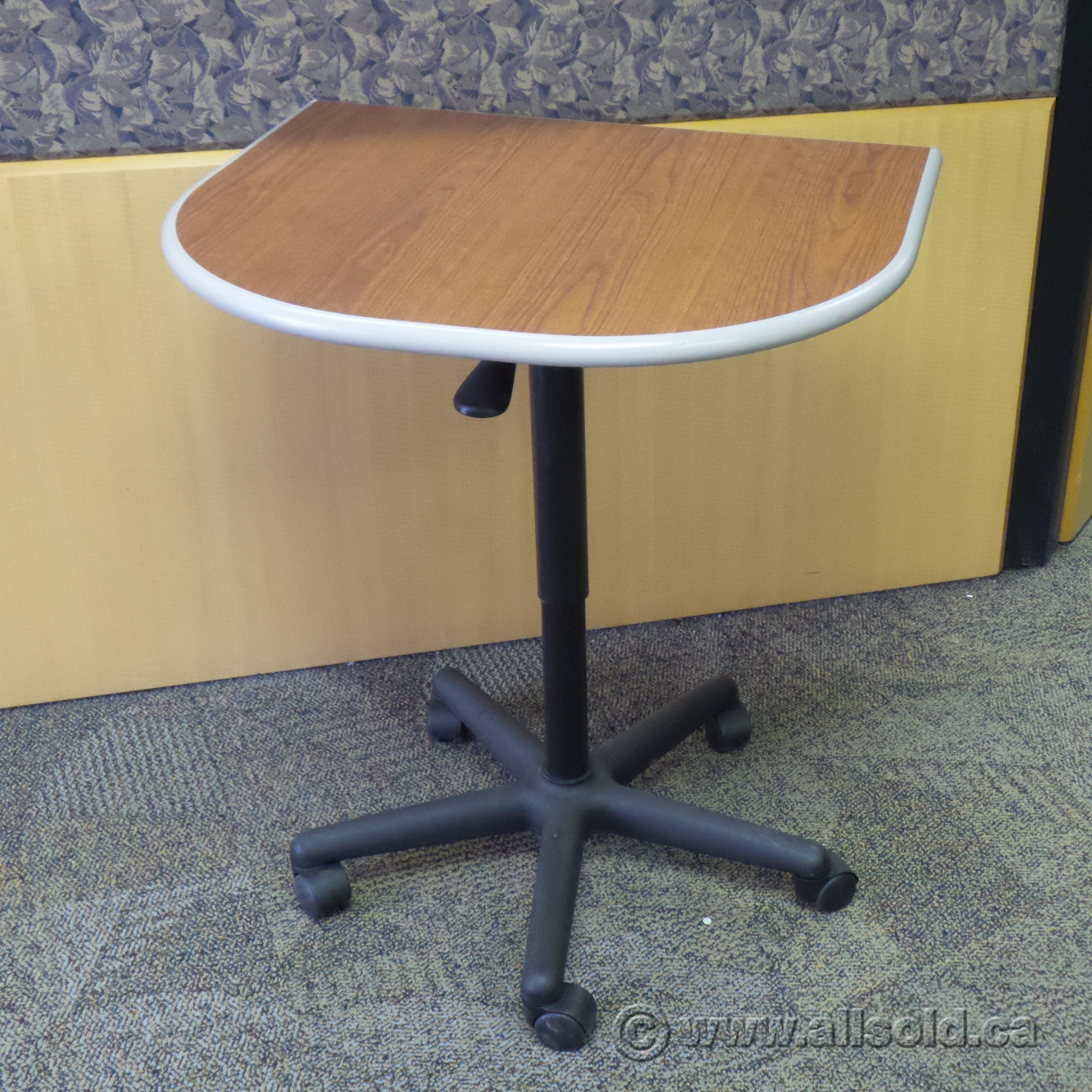 Teknion Cherry Rolling Gas Lift Adjustable Table Desk