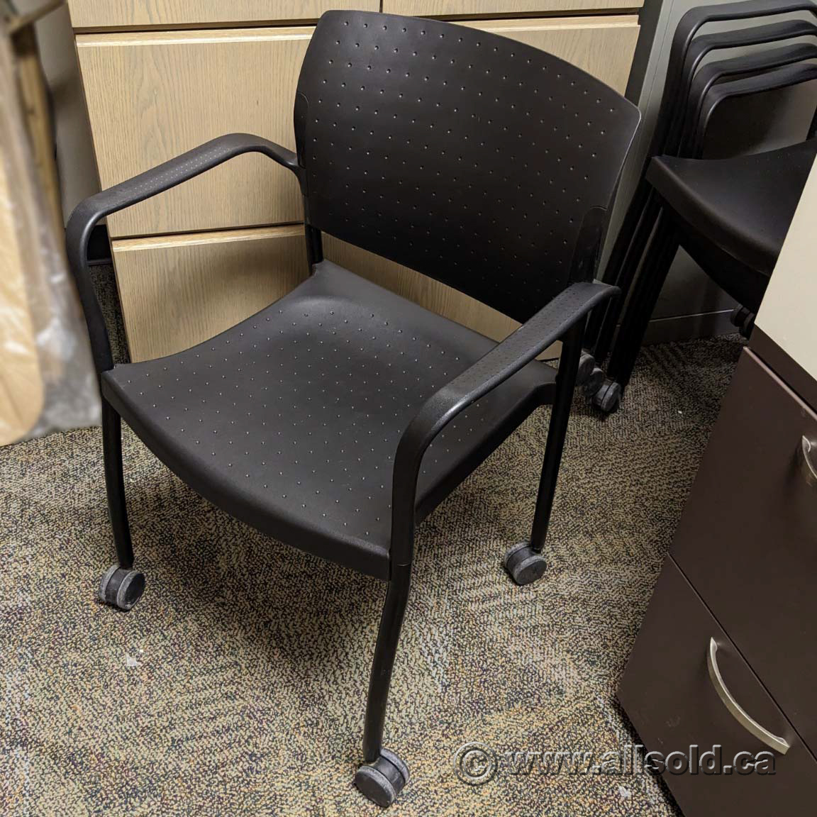 Ki Furniture Rapture Rolling Black Office Stacking Guest Chair